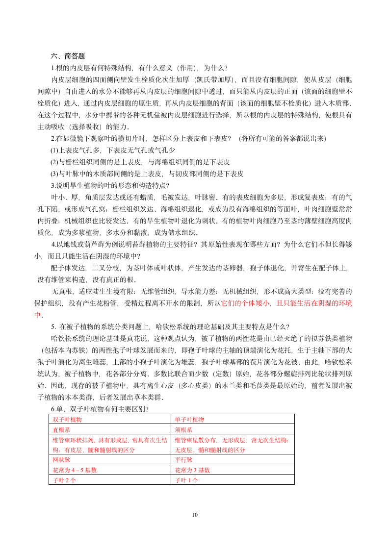 高二生物竞赛植物学测验试题第10页