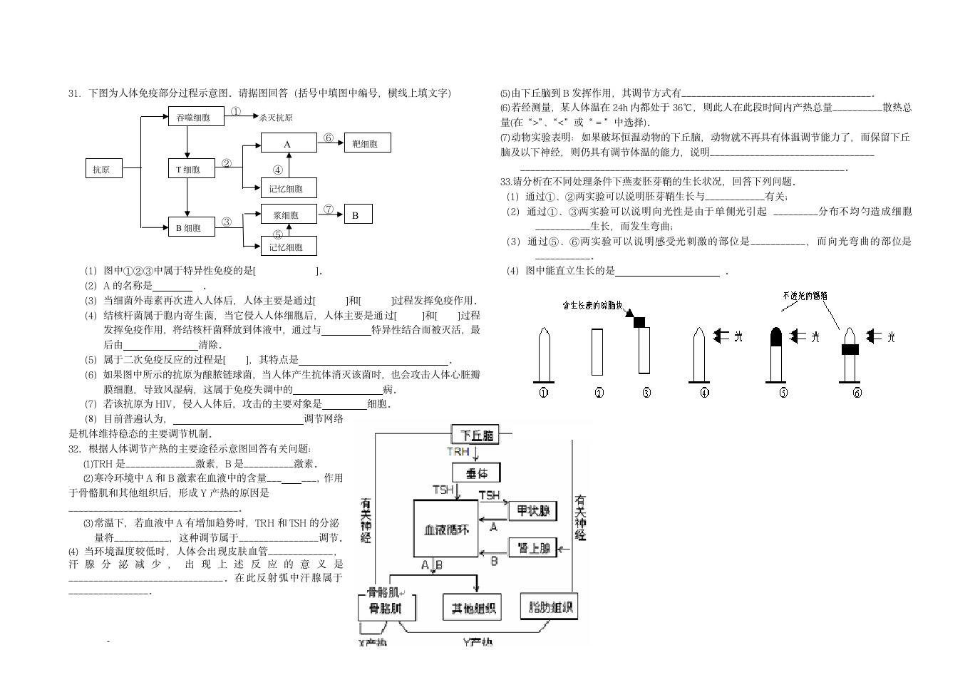 高二生物必修3期中试题第3页