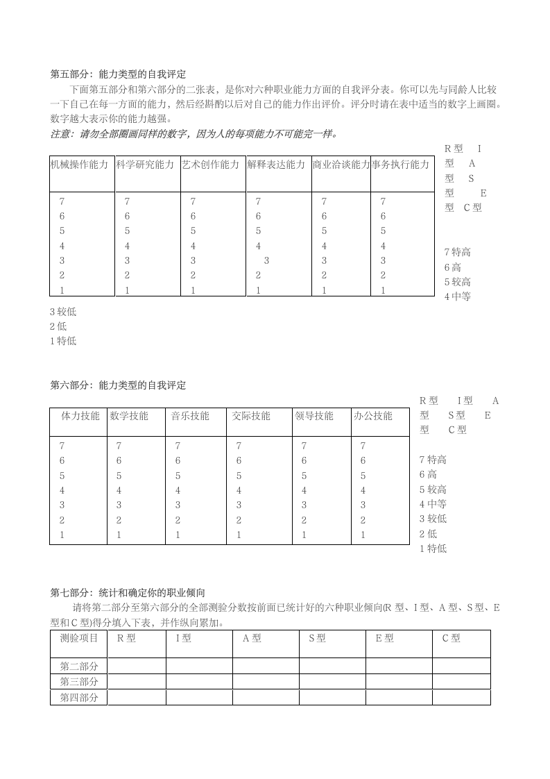 霍兰德职业能力倾向测试题第8页