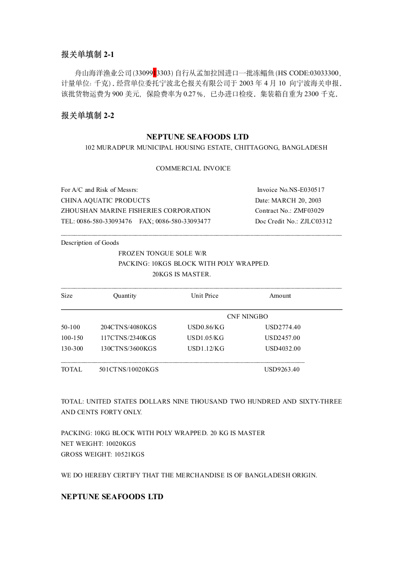 2011年报关员资格考试报关单填制试题第6页