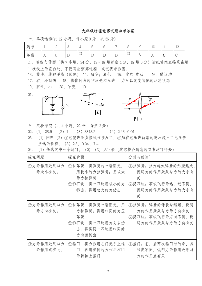 九年级物理竞赛试题第7页