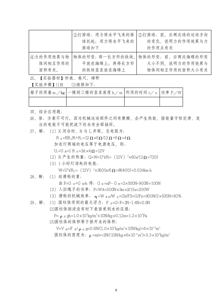 九年级物理竞赛试题第8页