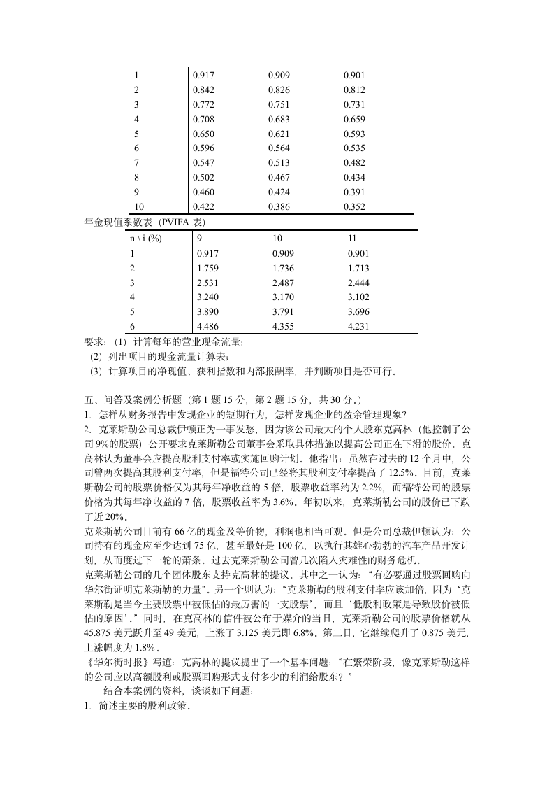 《财务管理学》期末试题第4页