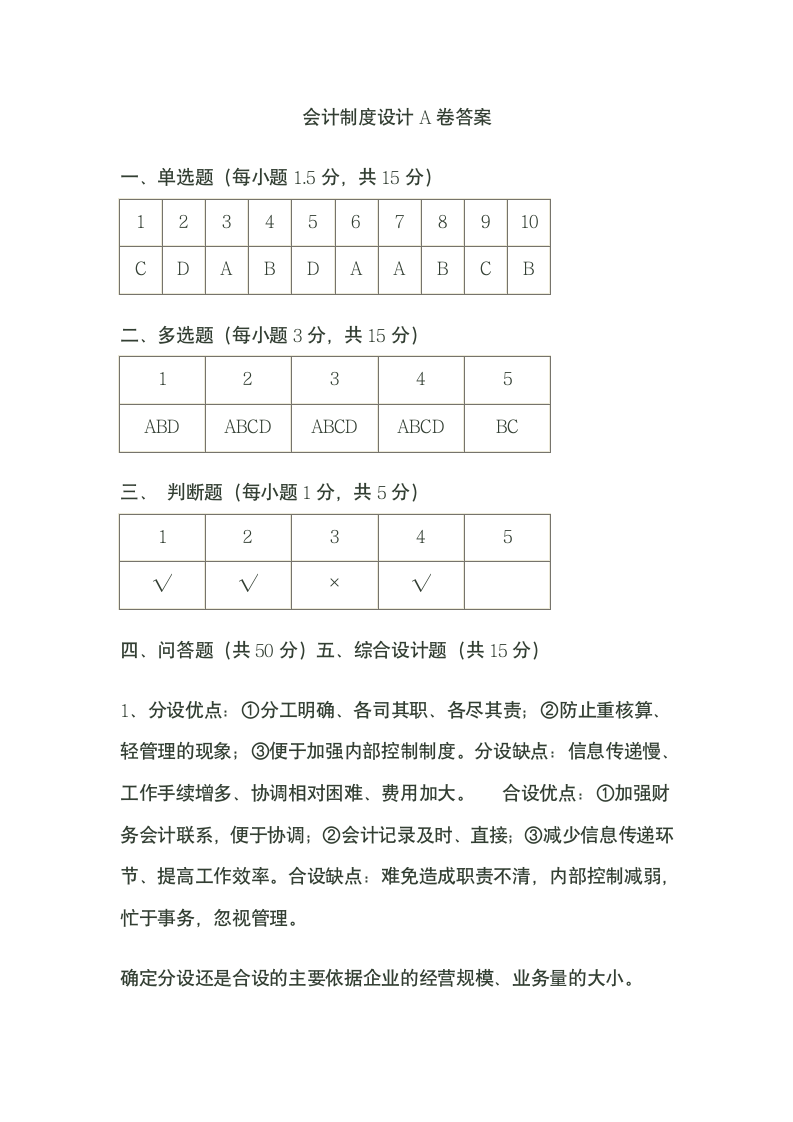 1会计制度设计试题及答案第7页