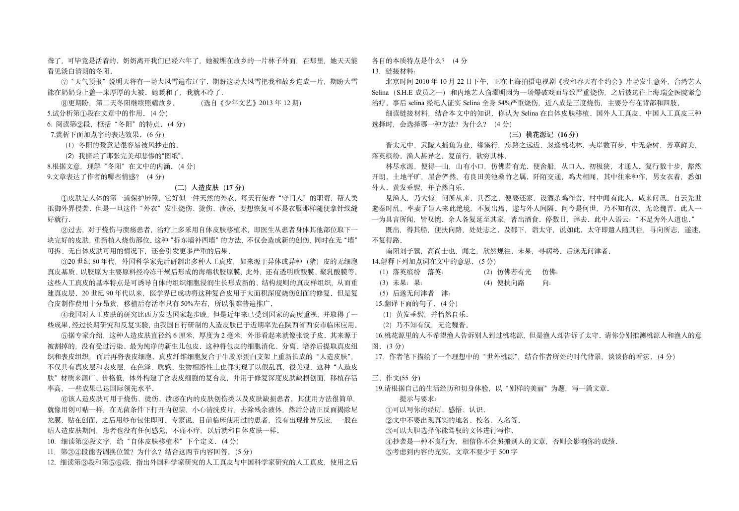 2015九年级中考语文模拟试题第2页