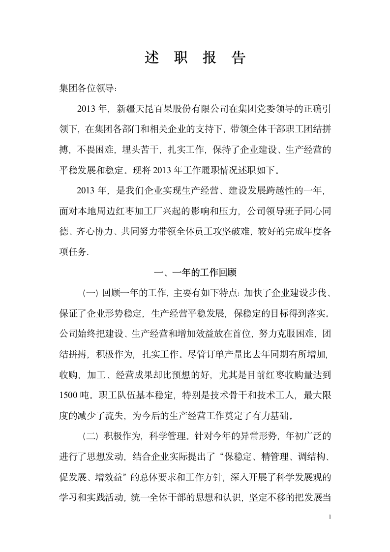 公司总经理述职报告.wps第1页