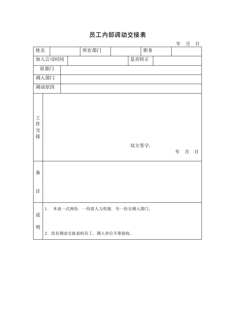 员工内部调动审批表(含交接表).doc第2页