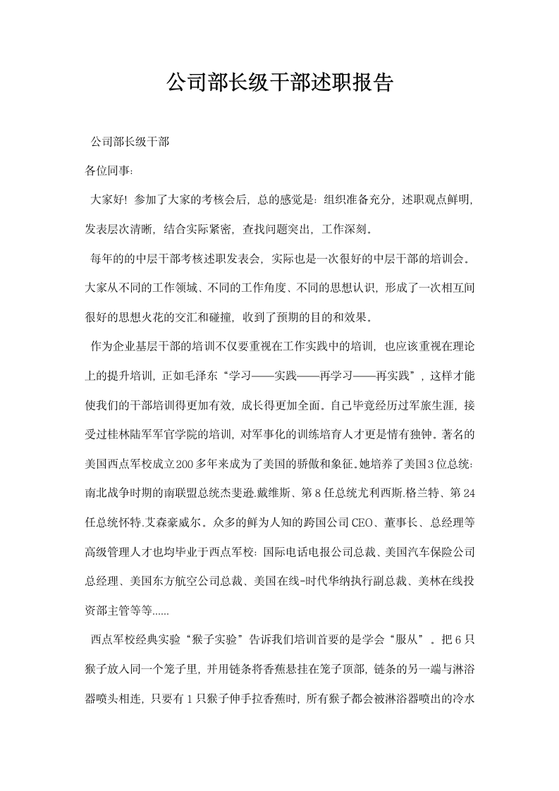 公司部长级干部述职报告.docx