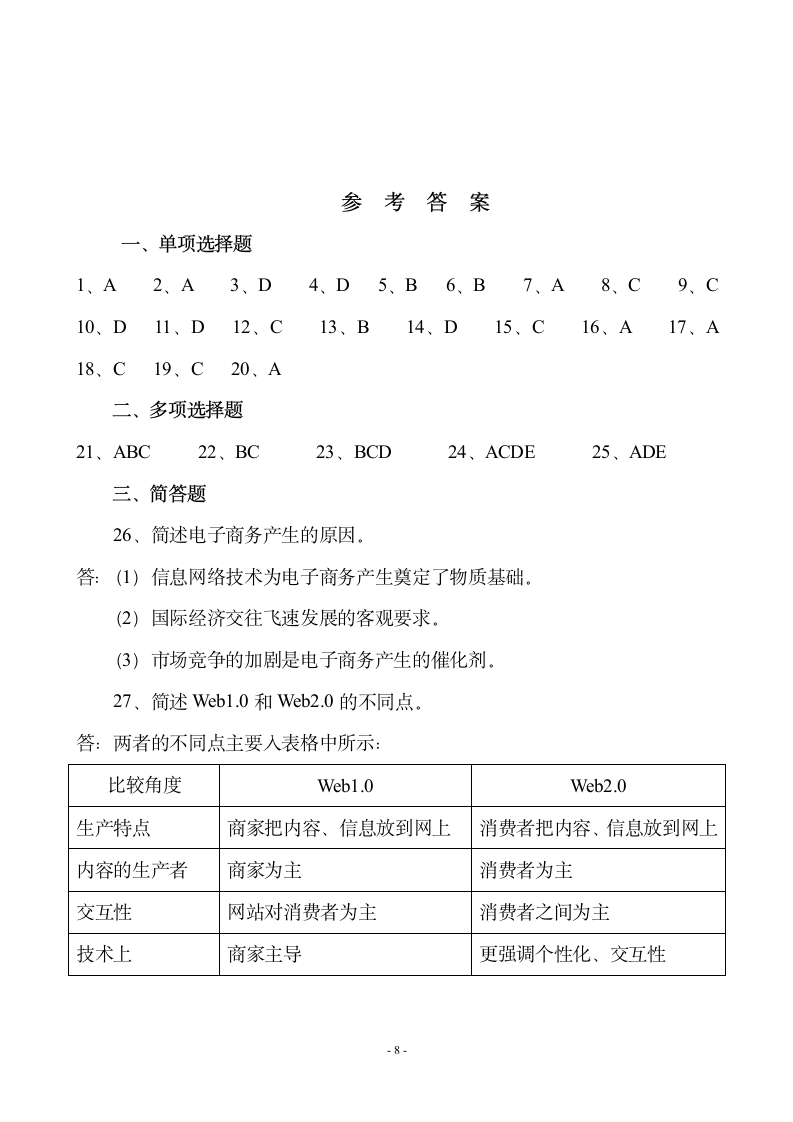 电子商务概论模拟试题一第8页