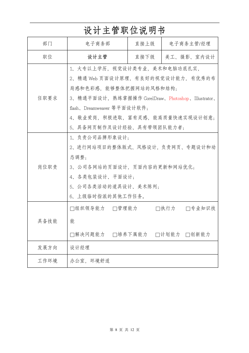 电商公司各职位说明书.doc第8页