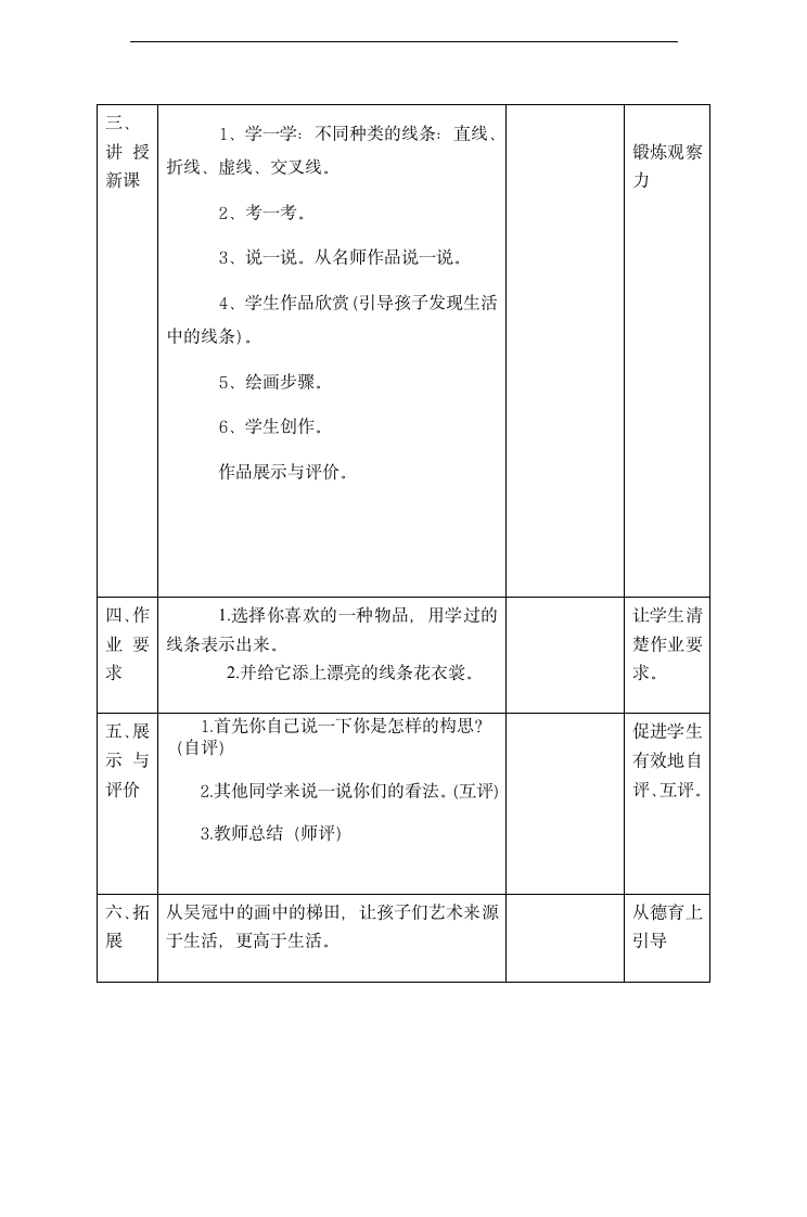 小学美术人美版一年级下册《4.我们身边的线条》教案.docx第2页