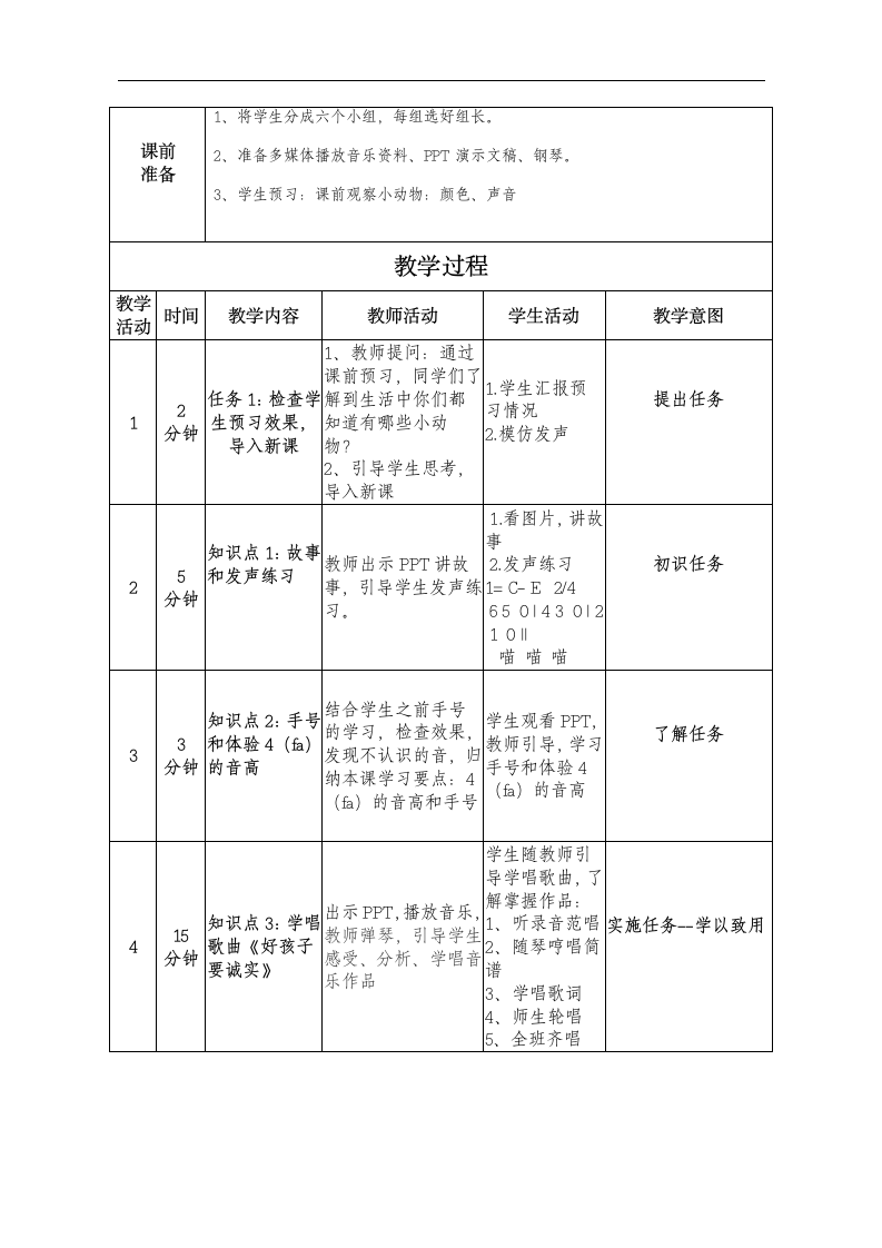 花城粤教版一年级音乐下册第15课《歌曲 《好孩子要诚实》》教学设计.doc第2页