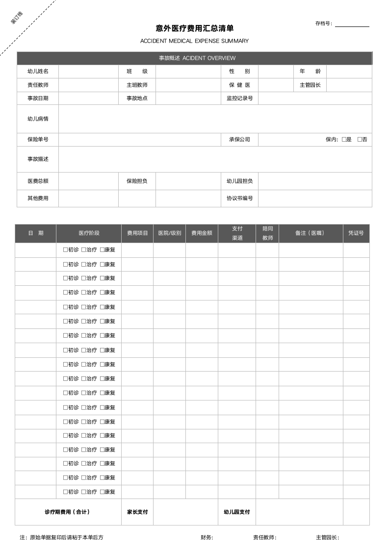 幼儿园意外医疗费用清单.docx