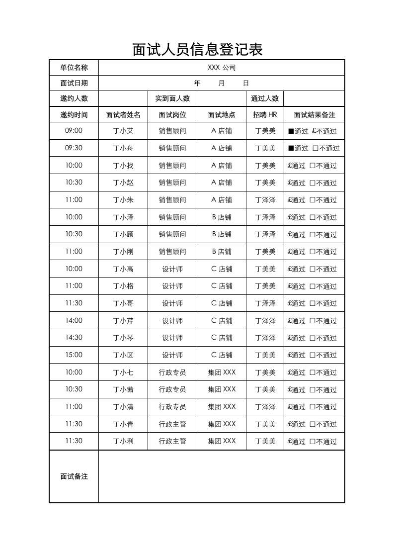 面试人员信息登记表.docx