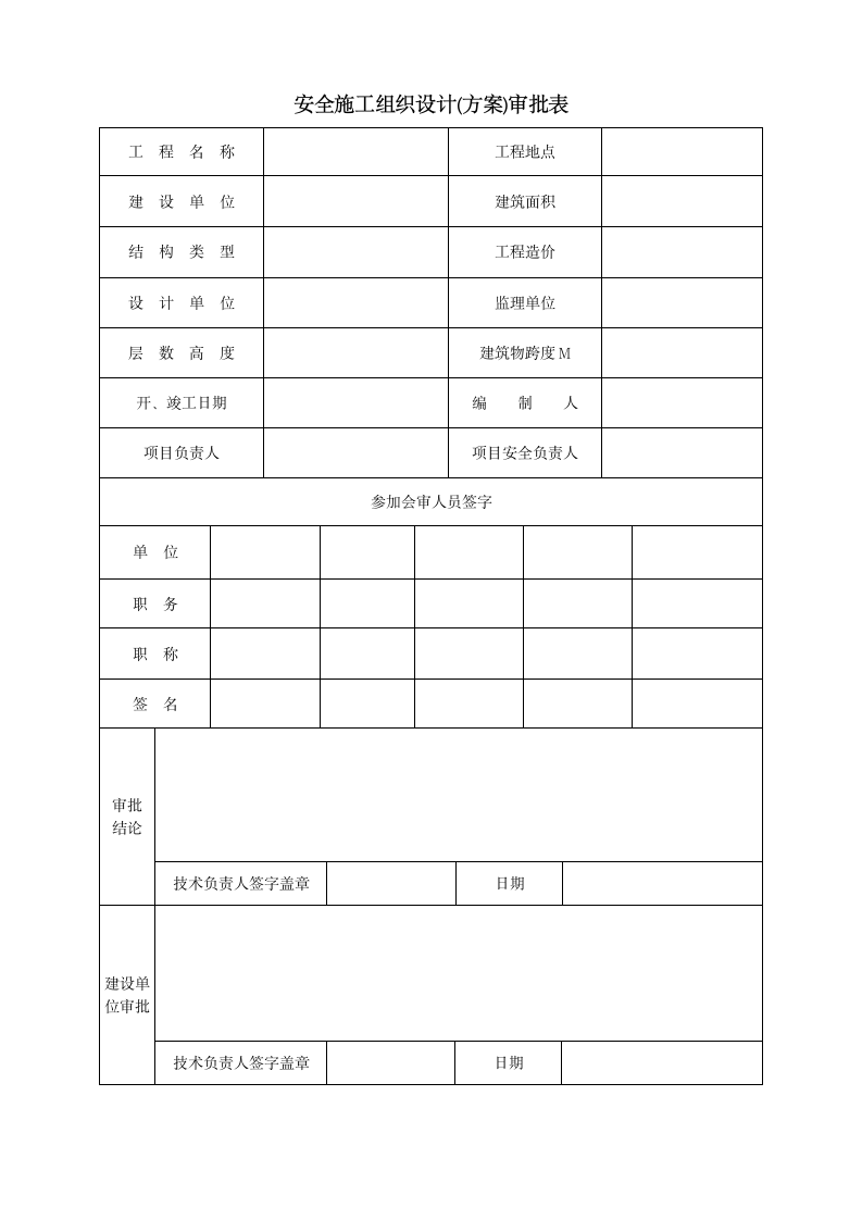 某地区安全施工组织设计(方案)审批表详细文档.doc