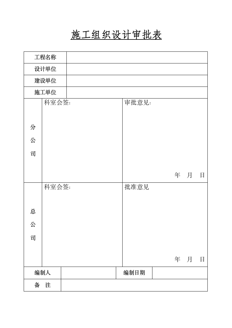 某地区实施施工组织设计审批表.doc