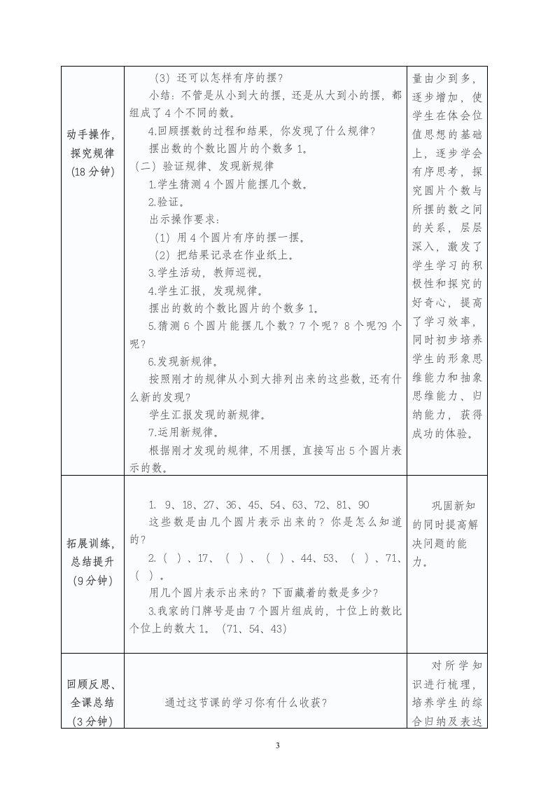 小学数学一年级下册第四单元综合实践活动教学设计（表格式）.doc第3页