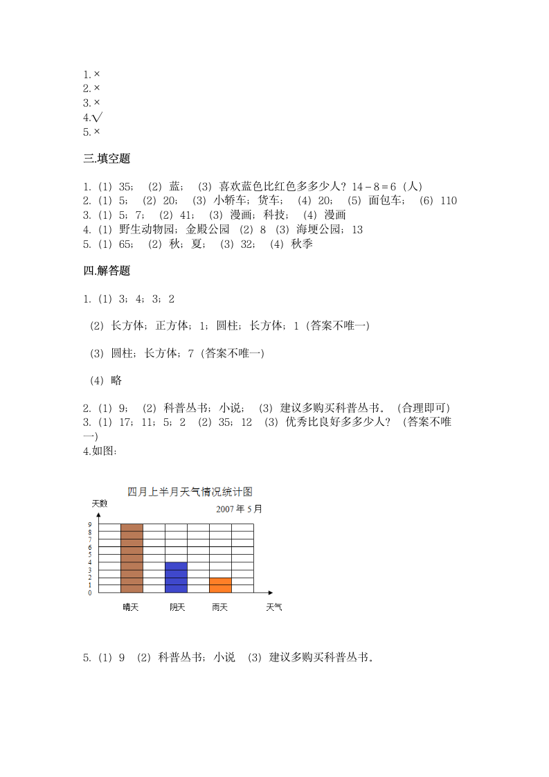 北京版二年级下册数学第九单元 收集数据 同步练习（含答案）.doc第10页