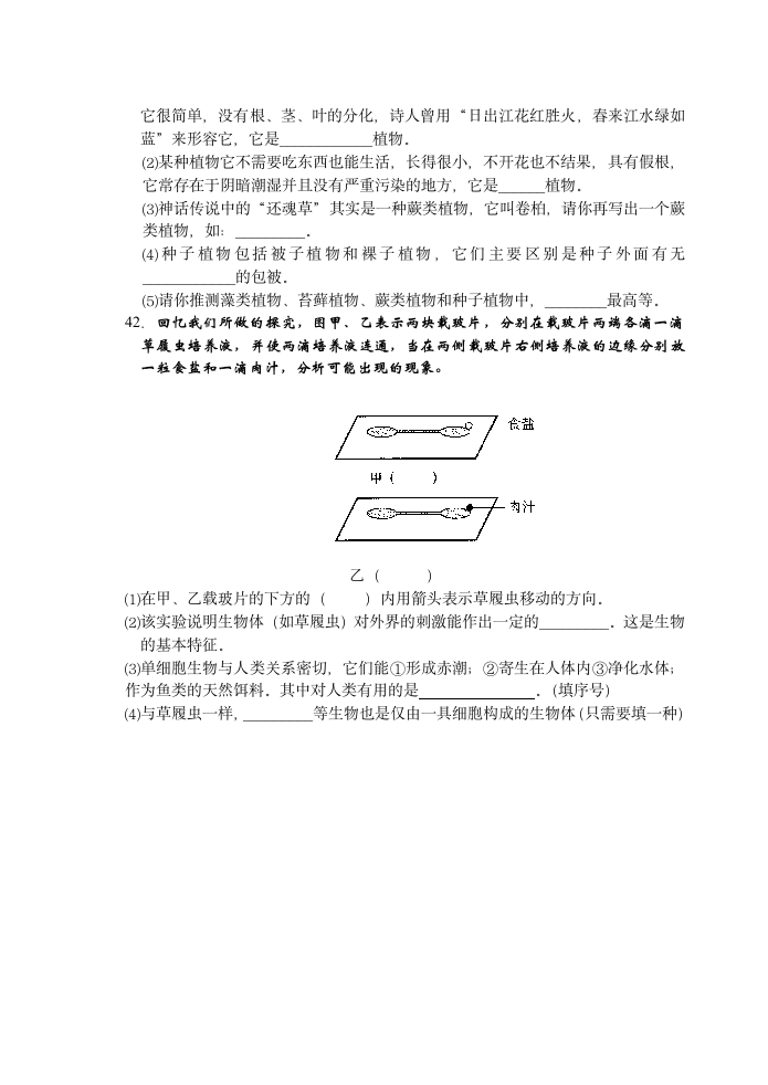 初一生物上学期期终试卷.doc第4页