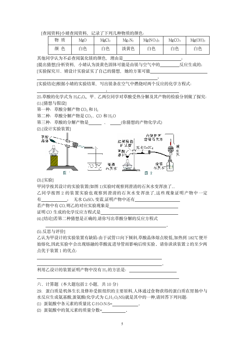 化学上学期模拟考试试卷.doc第5页