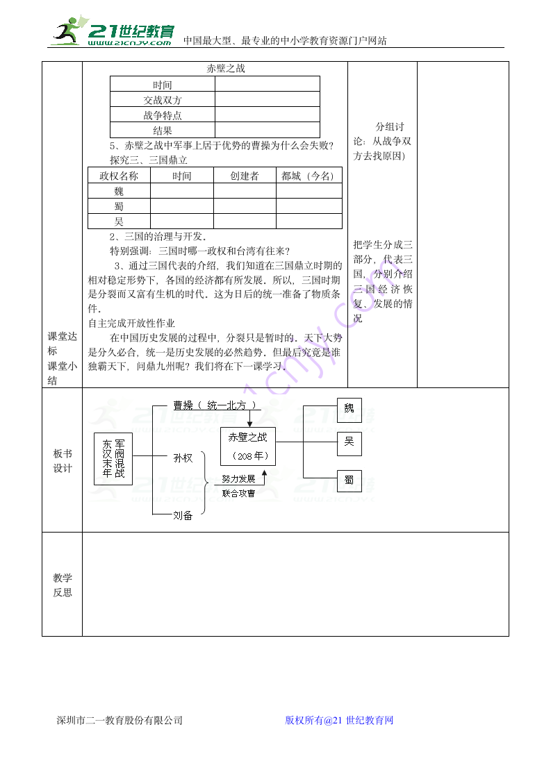 人教版七年级历史上册　第16课三国鼎立　教案.doc第2页