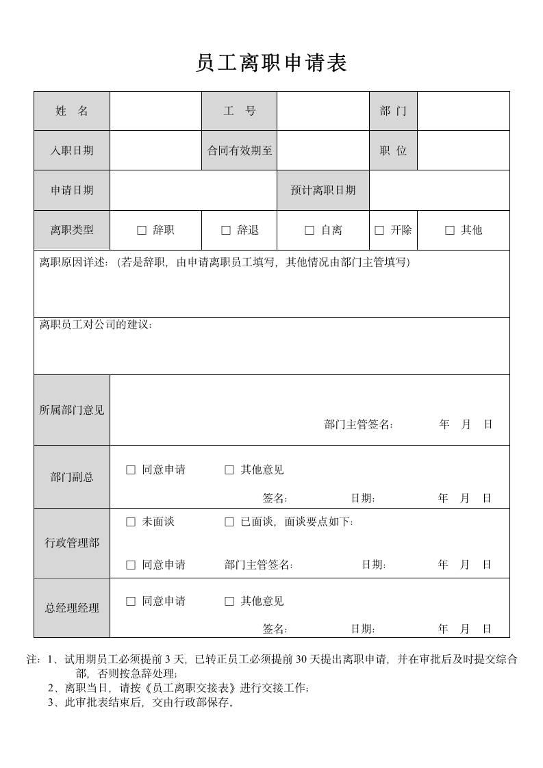 员工离职申请表格.doc第1页