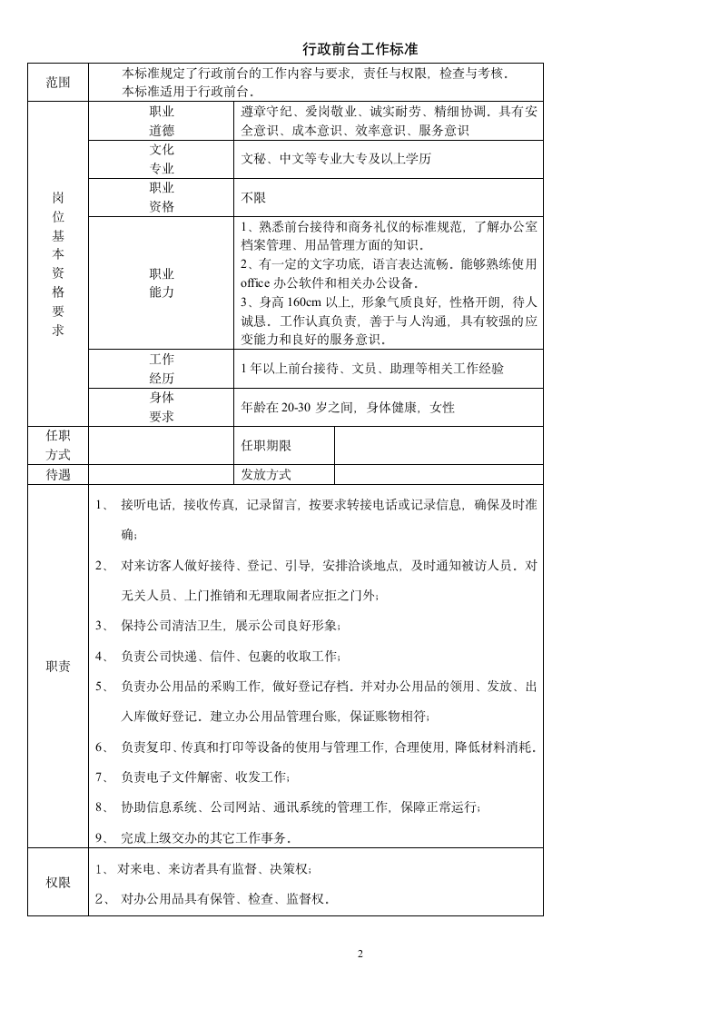 前台工作标准.wps第2页