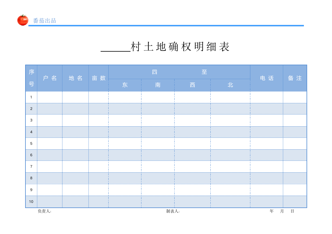 登记表-农村土地确权明细表.wps第1页