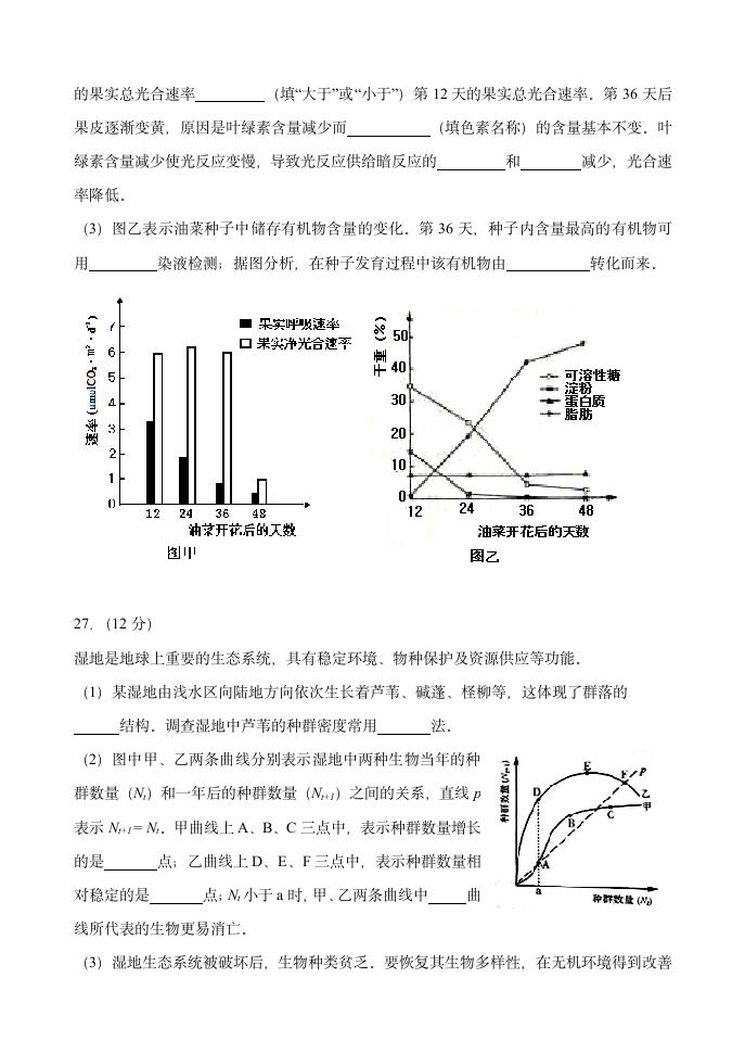 2015年高考生物题(山东卷)第3页