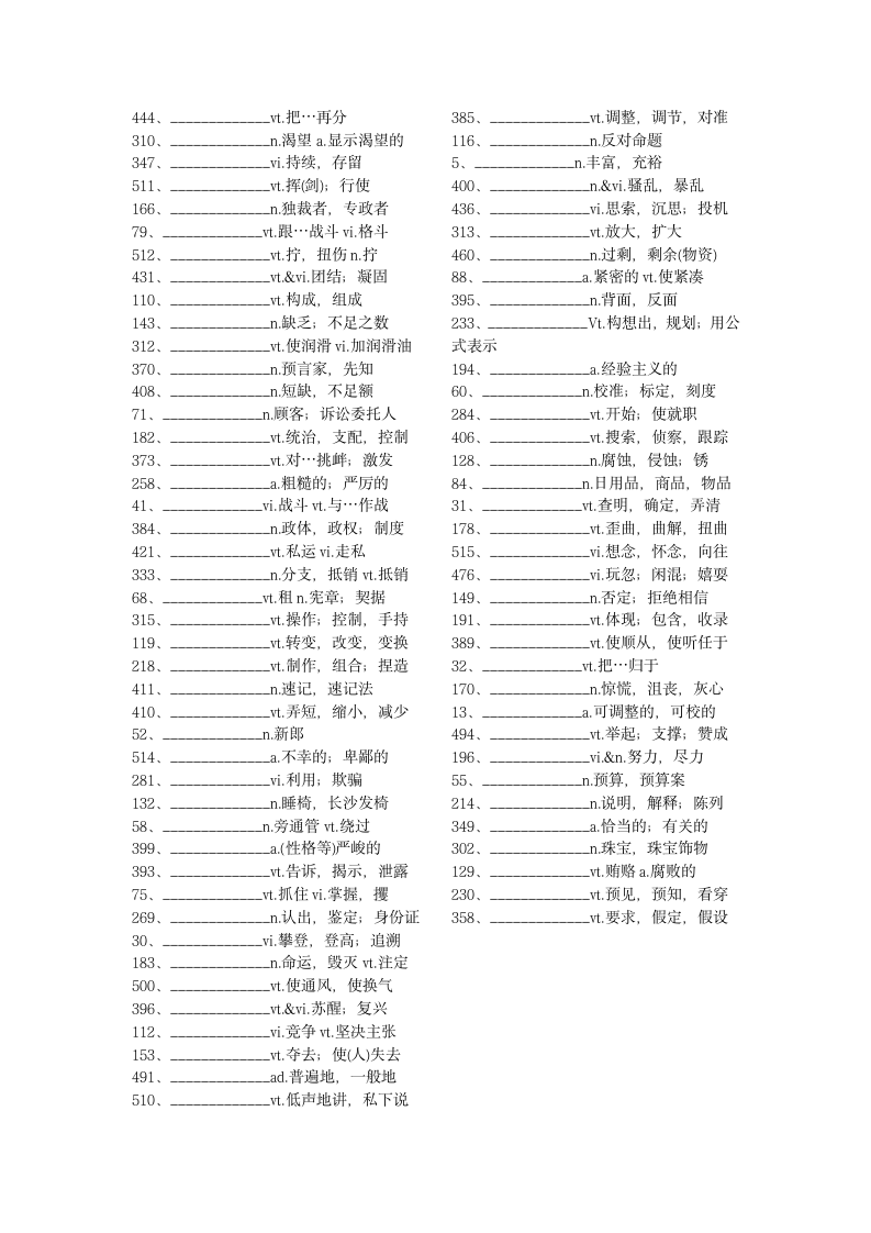 大学英语六级单词默写 答案第6页