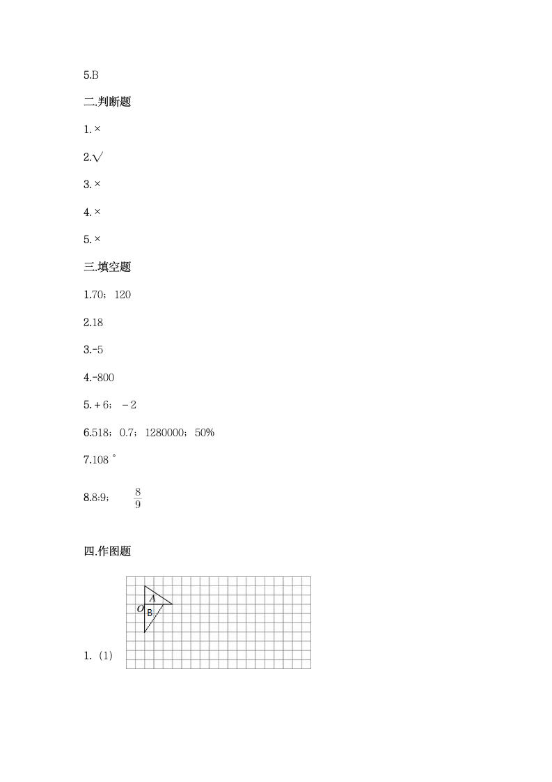 人教版数学小升初测试卷附答案.doc第5页