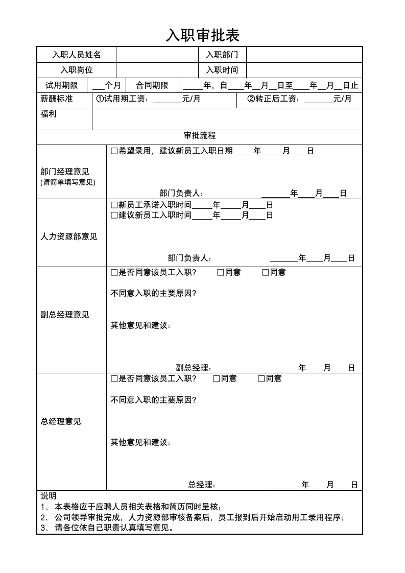 入职审批表（一次走完所有流程）.docx