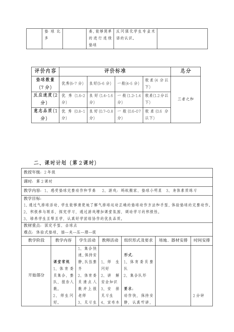 体育与健康人教1～2年级全一册气排球与游戏教案.doc第4页