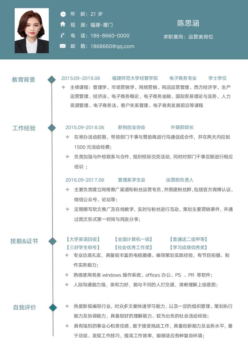 简历简约履历模板.docx第1页