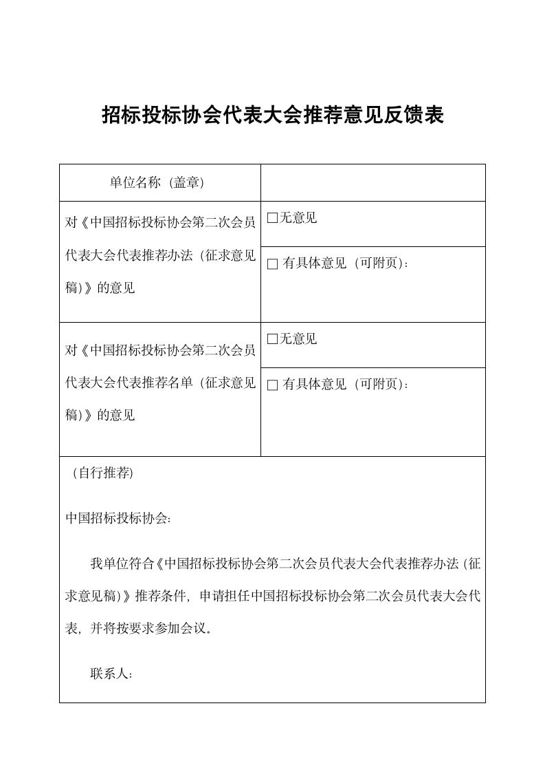 招标投标协会代表推荐意见反馈表.docx第1页