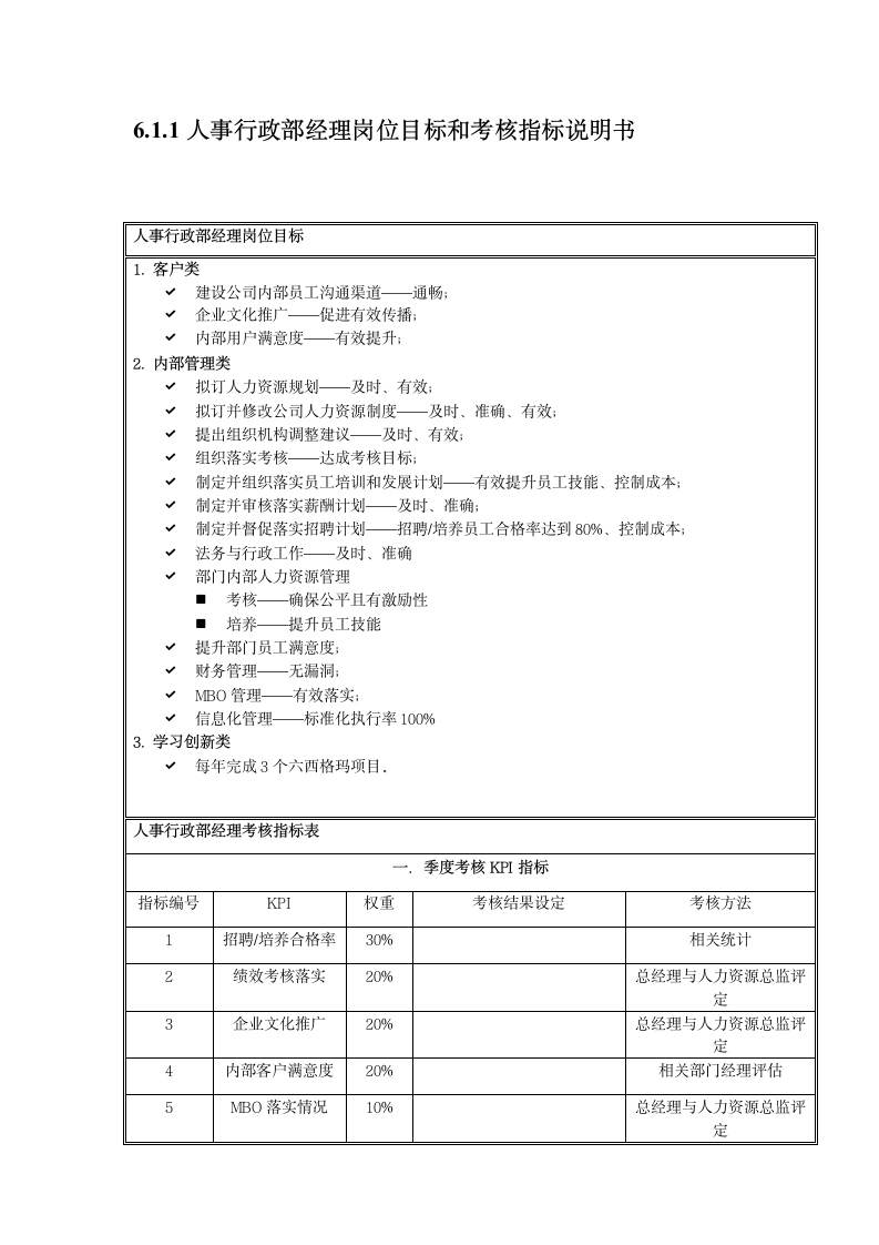 人资规划-人事行政部经理职务说明书.doc第3页