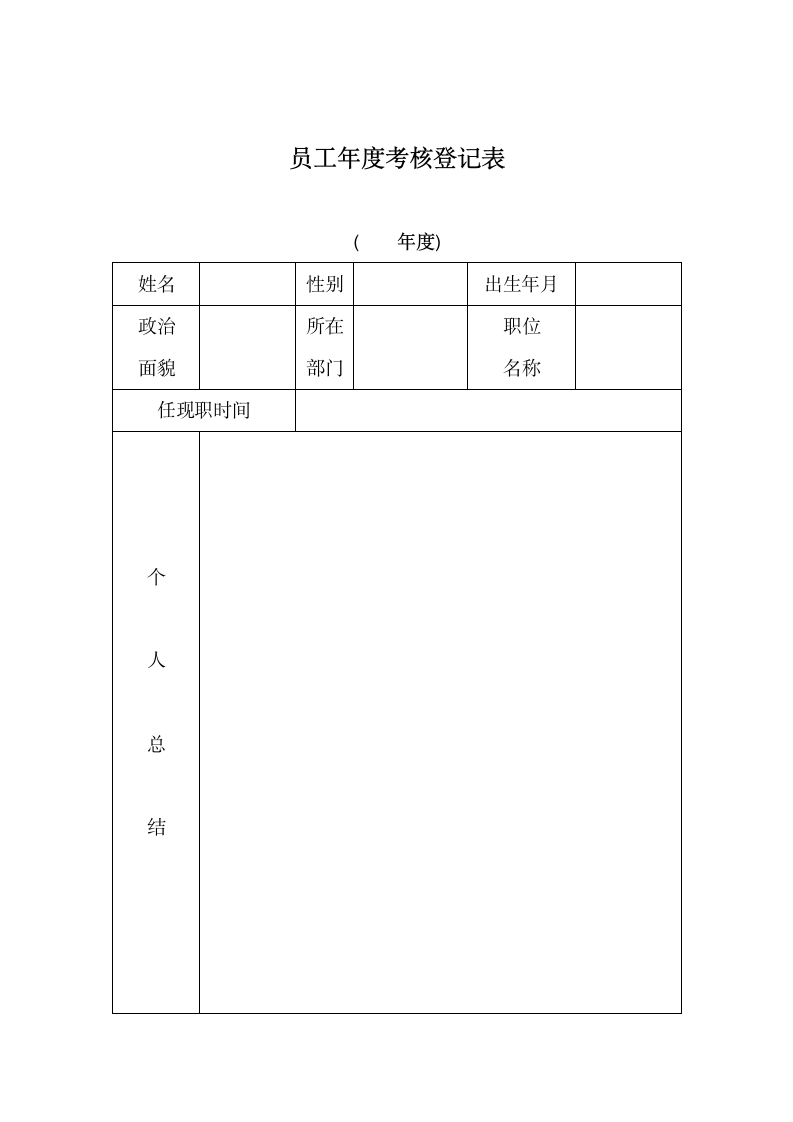 员工年度考核登记表.docx