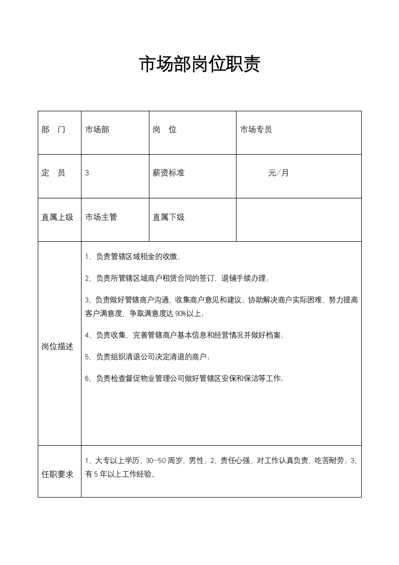 XX置业公司市场部管理制度及所属职员职责说明书.docx第3页