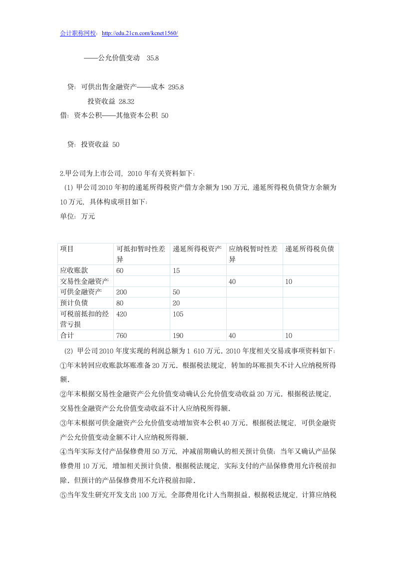 2011年会计职称《中级会计实务》真题及答案第10页