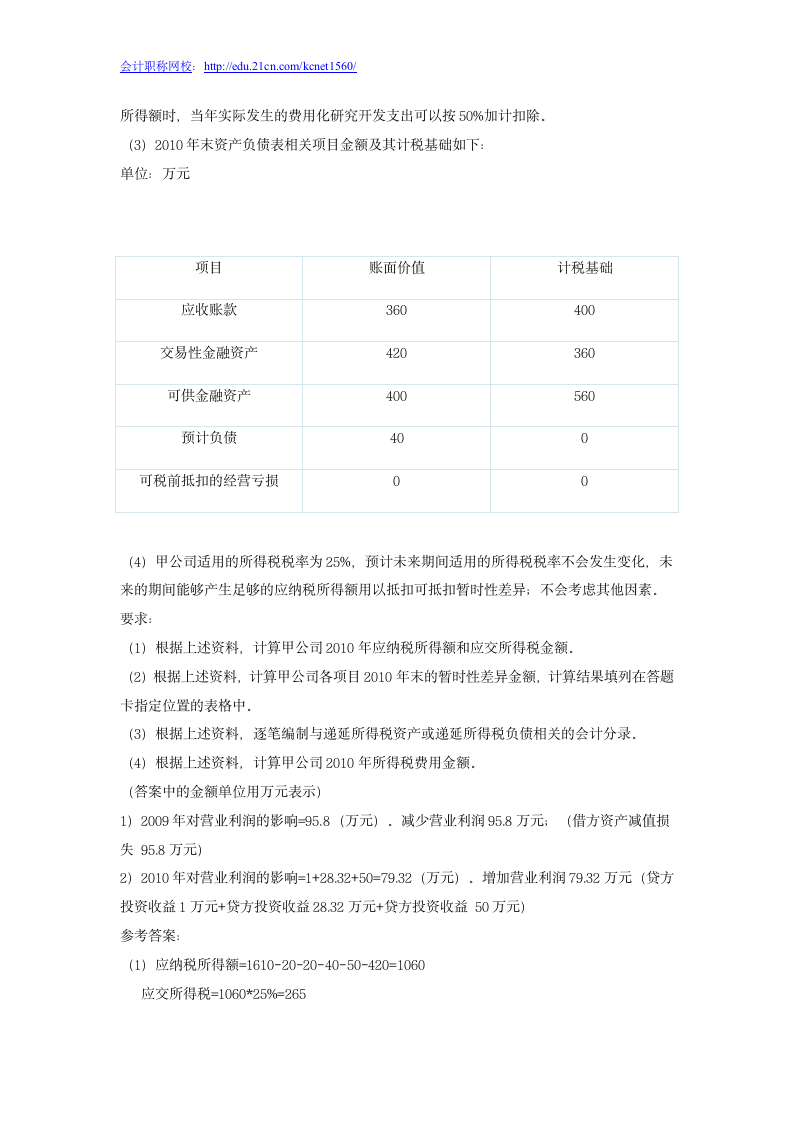 2011年会计职称《中级会计实务》真题及答案第11页