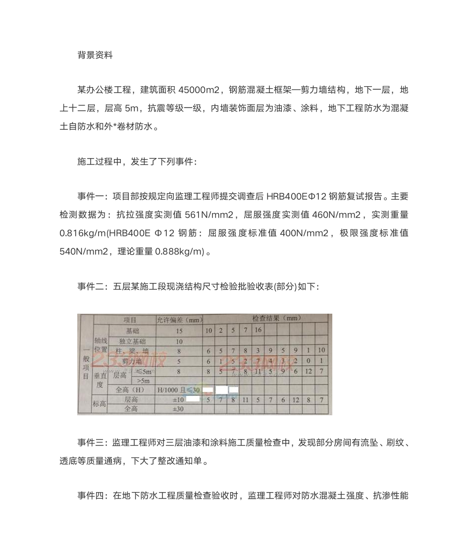 一建 案例实务答案+评分标准第5页