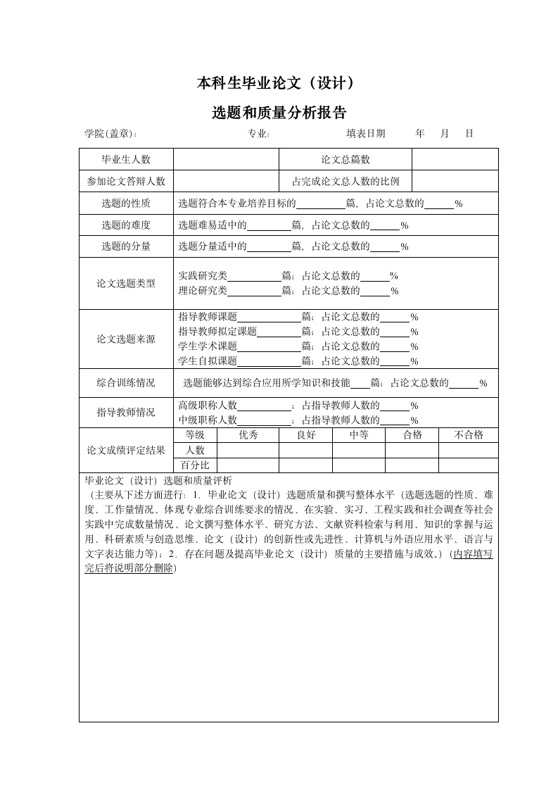 本科生毕业论文（设计） 选题和质量分析报.doc第1页