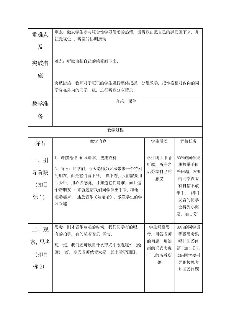 第18课听听画画（教案）湘美版美术二年级下册（表格式）.doc第3页