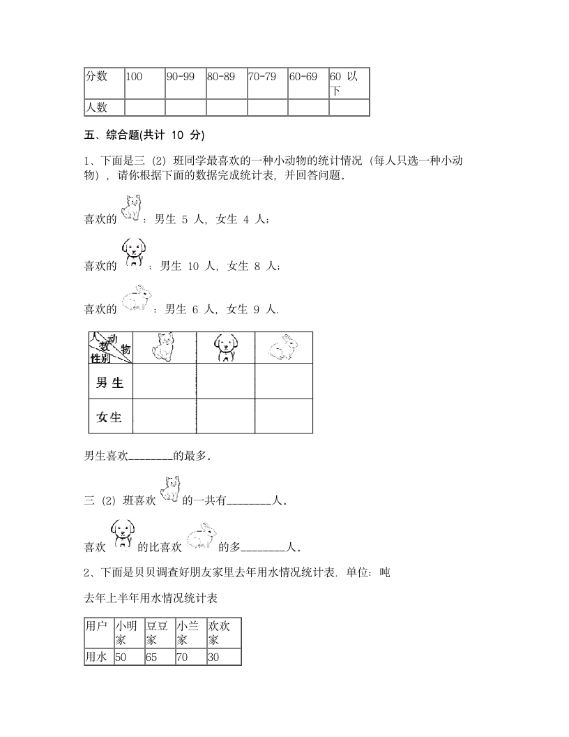 三年级下册数学 第三单元 复式统计表 测试卷-人教版含答案.doc第6页