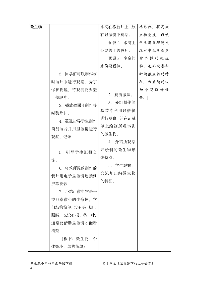 苏教版（2017秋） 五年级下册1.2.微小的生命体（教案）（表格式）.doc第4页