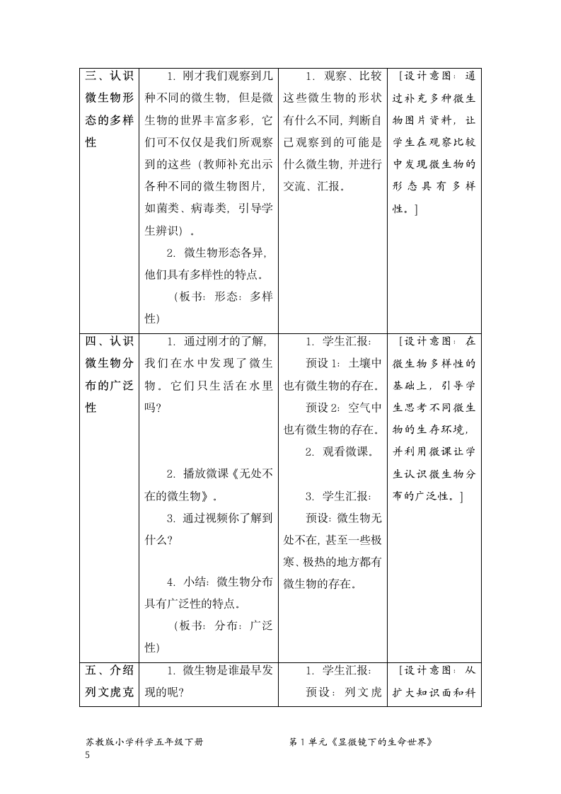 苏教版（2017秋） 五年级下册1.2.微小的生命体（教案）（表格式）.doc第5页