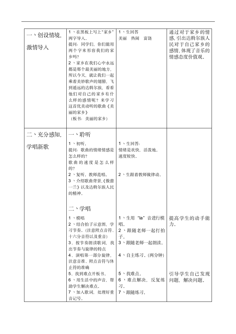 人教版五年级音乐下册（简谱）第一单元《美丽的家乡》教学设计.doc第2页