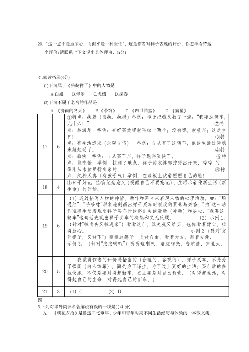 中考名著阅读汇总及答案第4页