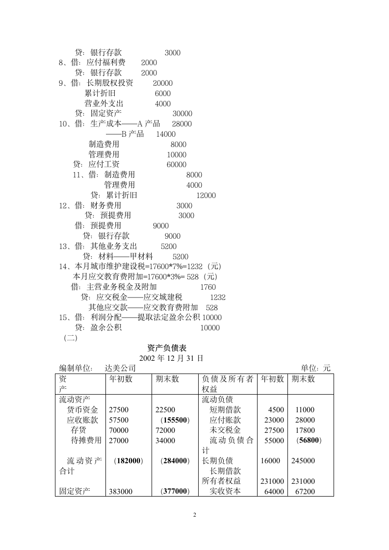 厦门市会计从业资格考试(6)答案第2页