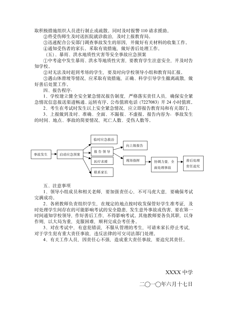 XXXX中学中招考试应急预案第2页